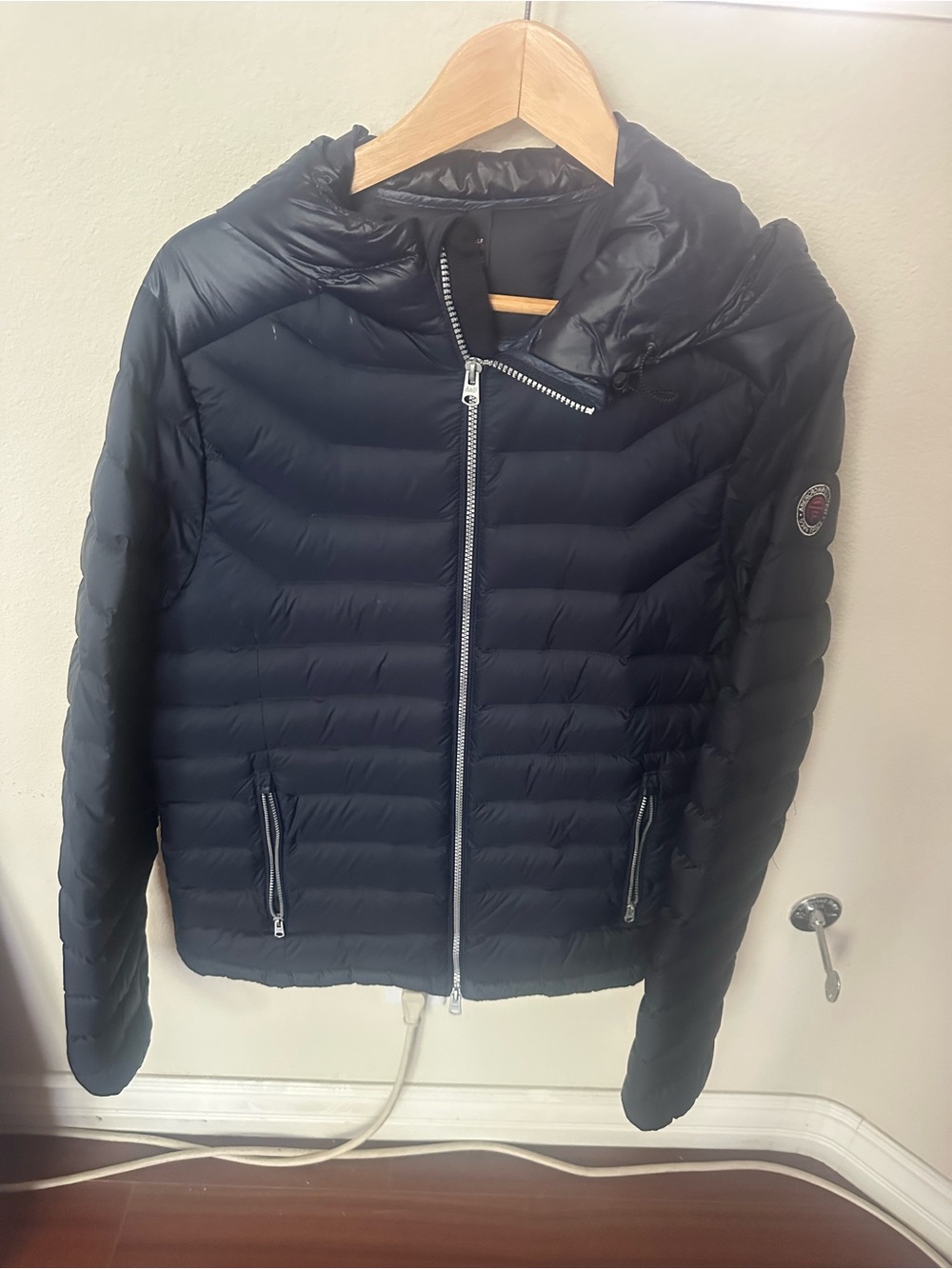 Abercrombie & Fitch Black Quilted Hooded Puffer Jacket